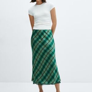 Mango Satin Checkered Skirt